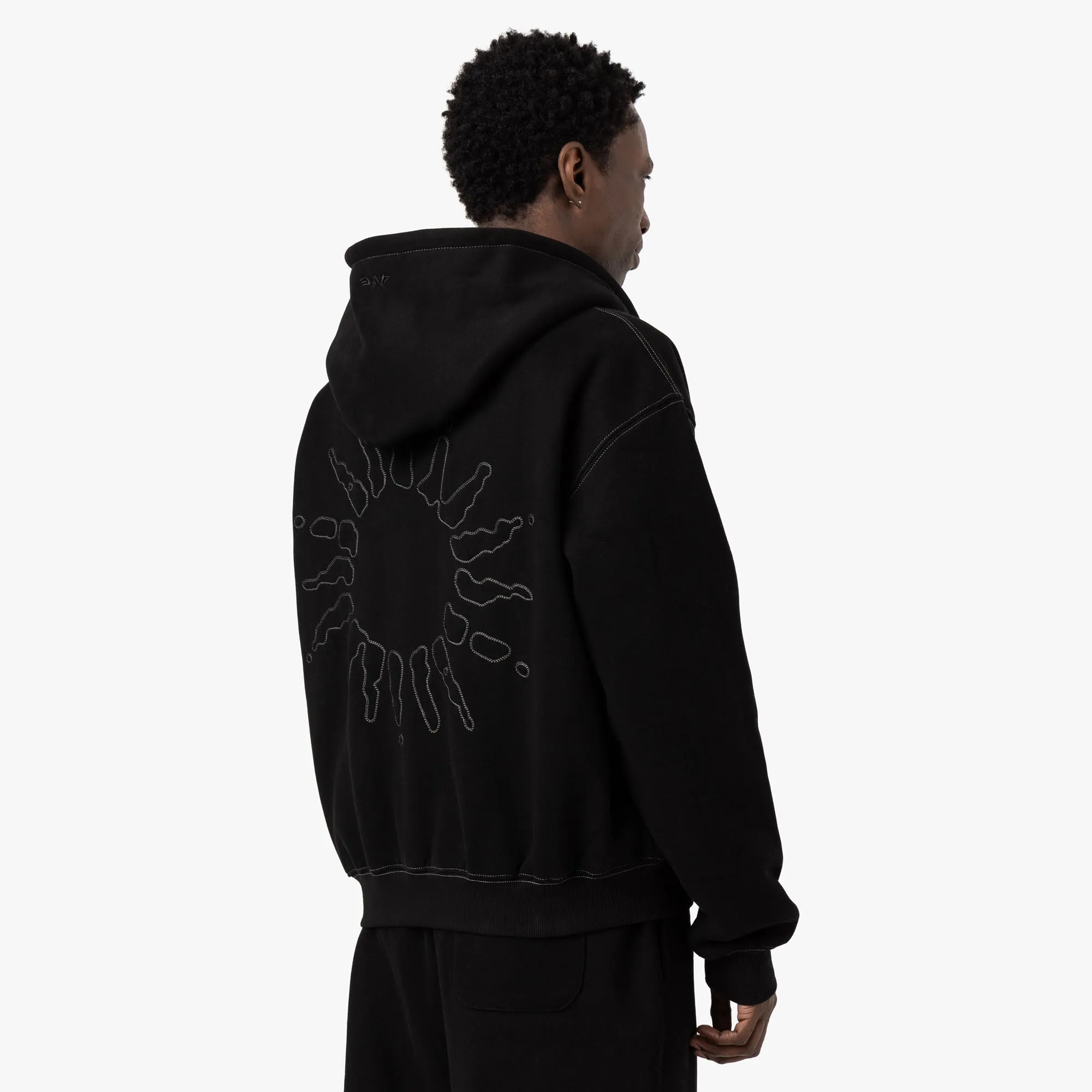 4YE Signature Zip Hoodie / Black / Grey
