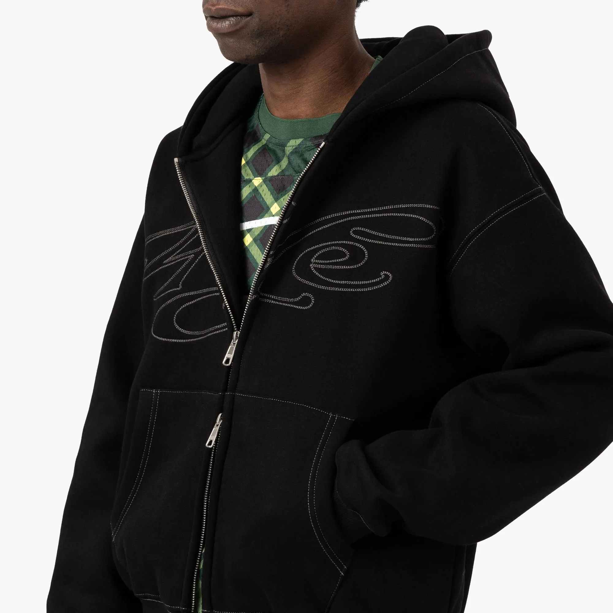 4YE Signature Zip Hoodie / Black / Grey