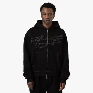 4YE Signature Zip Hoodie / Black / Grey