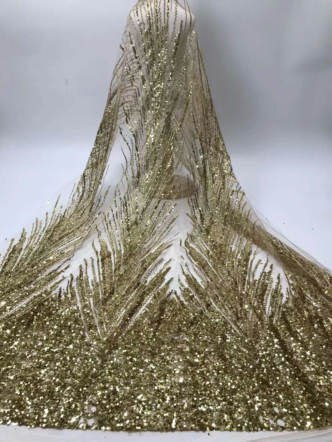 5 COLORS / 6 COLORS / Geometric Glitter Embroidered Dance Party Prom Bridal Mesh Tulle Lace Dress Fabric