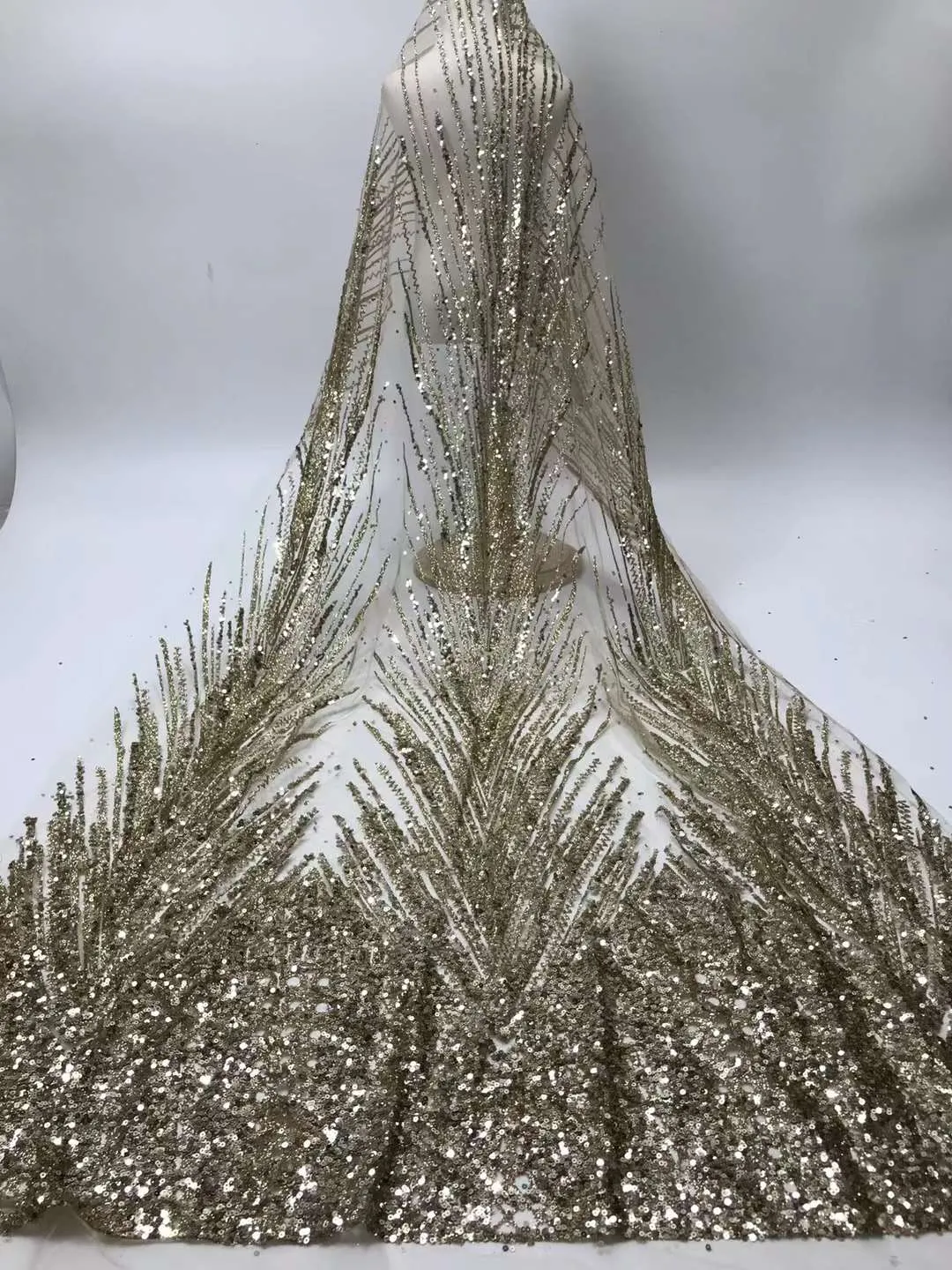 5 COLORS / 6 COLORS / Geometric Glitter Embroidered Dance Party Prom Bridal Mesh Tulle Lace Dress Fabric