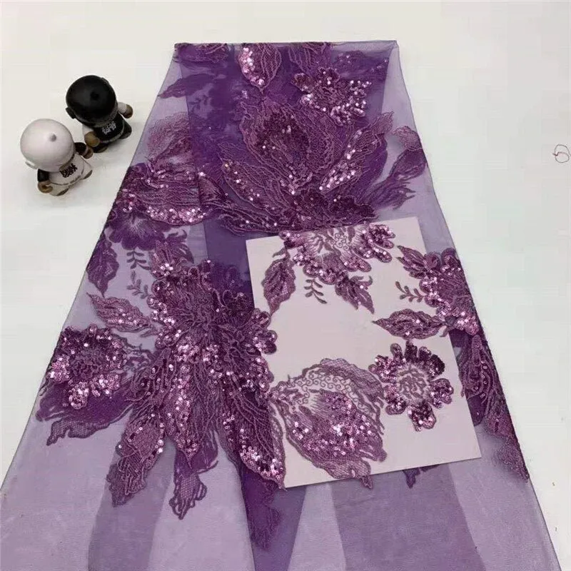 5 COLORS / 9 COLORS / Floral Tone on Tone Embroidered African French Mesh Lace Party Prom Bridal Dress Fabric
