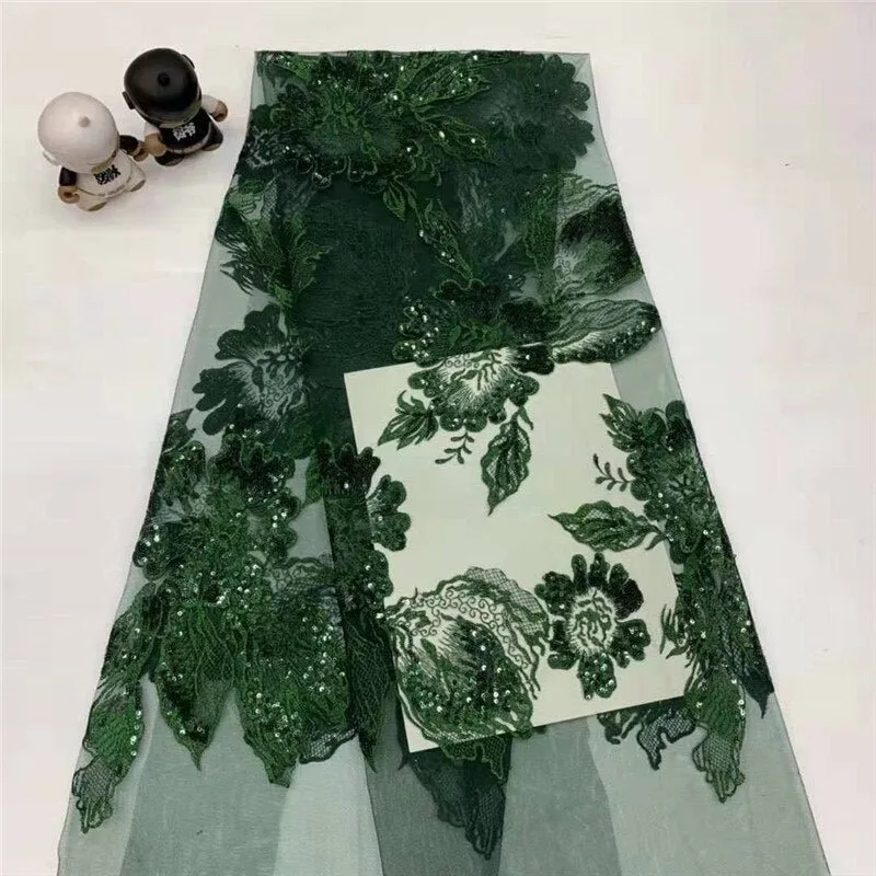 5 COLORS / 9 COLORS / Floral Tone on Tone Embroidered African French Mesh Lace Party Prom Bridal Dress Fabric