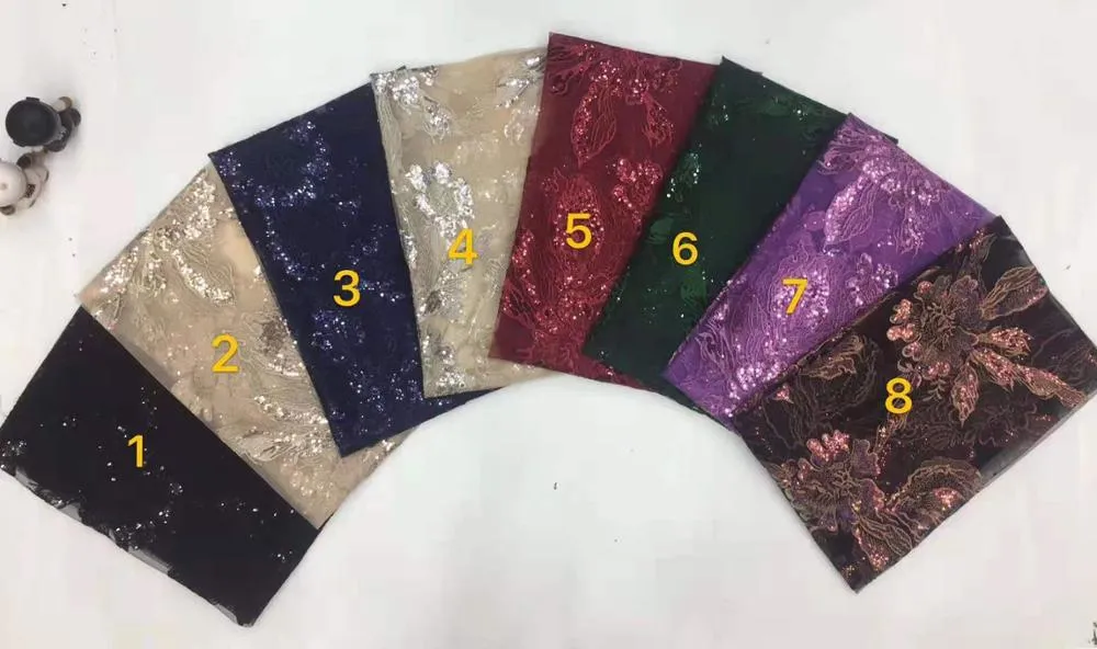 5 COLORS / 9 COLORS / Floral Tone on Tone Embroidered African French Mesh Lace Party Prom Bridal Dress Fabric