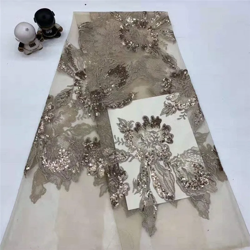 5 COLORS / 9 COLORS / Floral Tone on Tone Embroidered African French Mesh Lace Party Prom Bridal Dress Fabric