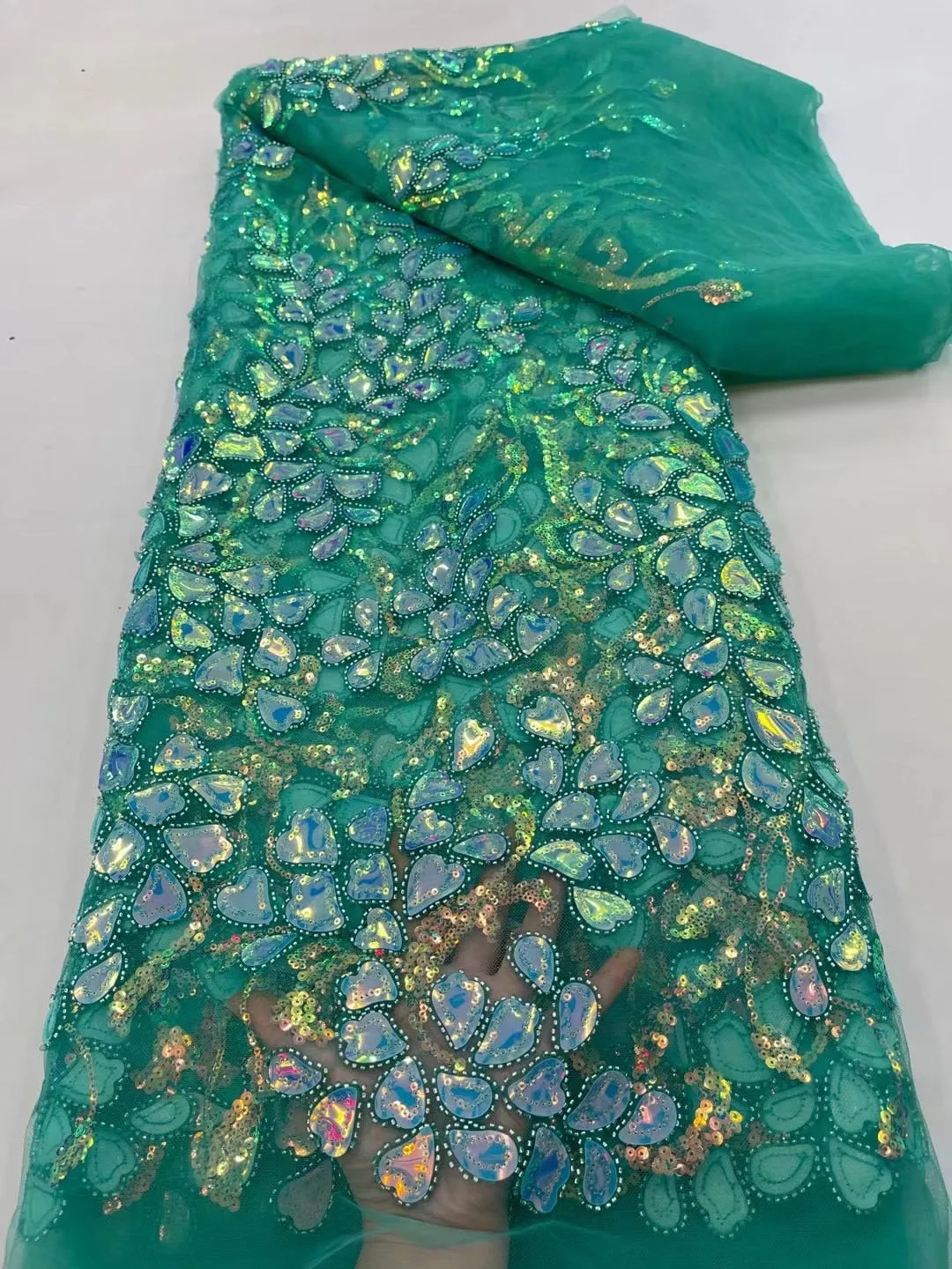5 YARDS / 26 COLORS / Thomas Sequin Beaded Embroidery Glitter Mesh Sparkly Lace Wedding Party Dress Fabric