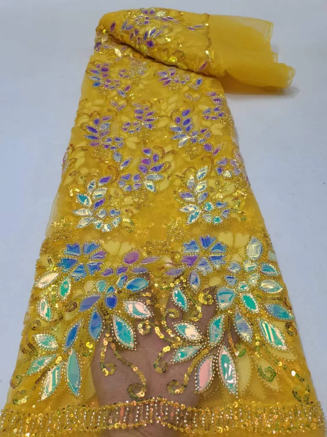 5 YARDS / 26 COLORS / Thomas Sequin Beaded Embroidery Glitter Mesh Sparkly Lace Wedding Party Dress Fabric