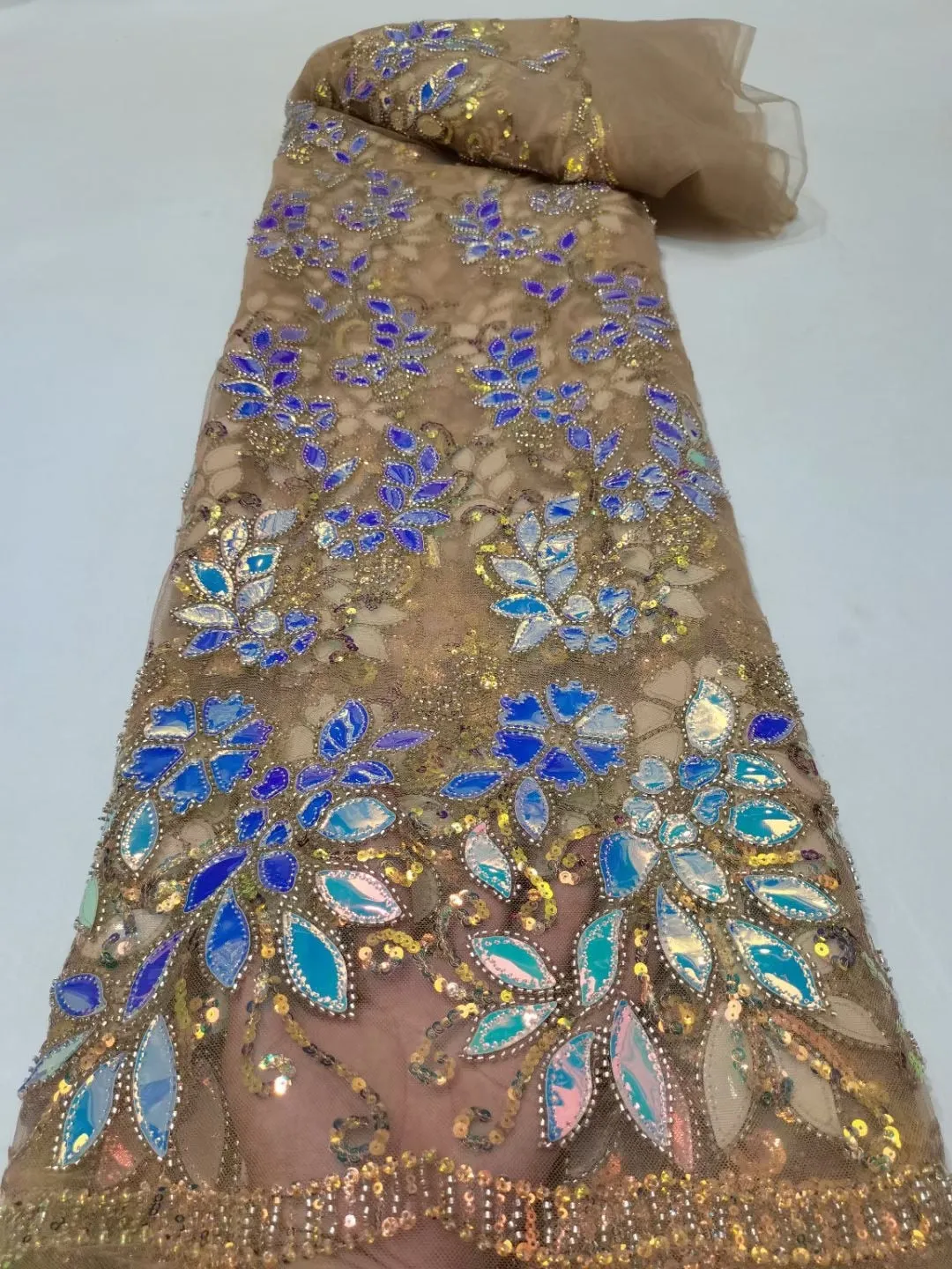 5 YARDS / 26 COLORS / Thomas Sequin Beaded Embroidery Glitter Mesh Sparkly Lace Wedding Party Dress Fabric