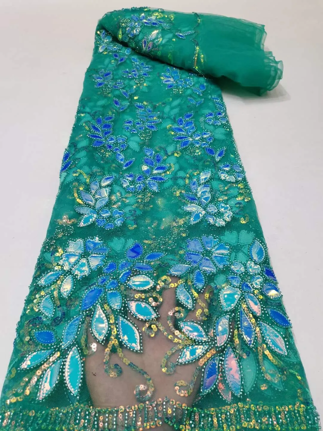 5 YARDS / 26 COLORS / Thomas Sequin Beaded Embroidery Glitter Mesh Sparkly Lace Wedding Party Dress Fabric
