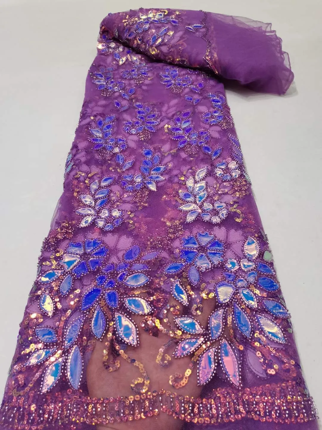 5 YARDS / 26 COLORS / Thomas Sequin Beaded Embroidery Glitter Mesh Sparkly Lace Wedding Party Dress Fabric