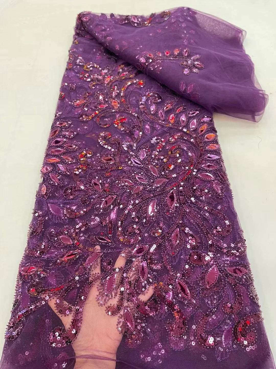 5 YARDS / 26 COLORS / Thomas Sequin Beaded Embroidery Glitter Mesh Sparkly Lace Wedding Party Dress Fabric