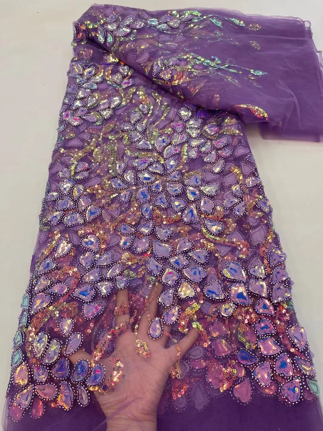 5 YARDS / 26 COLORS / Thomas Sequin Beaded Embroidery Glitter Mesh Sparkly Lace Wedding Party Dress Fabric