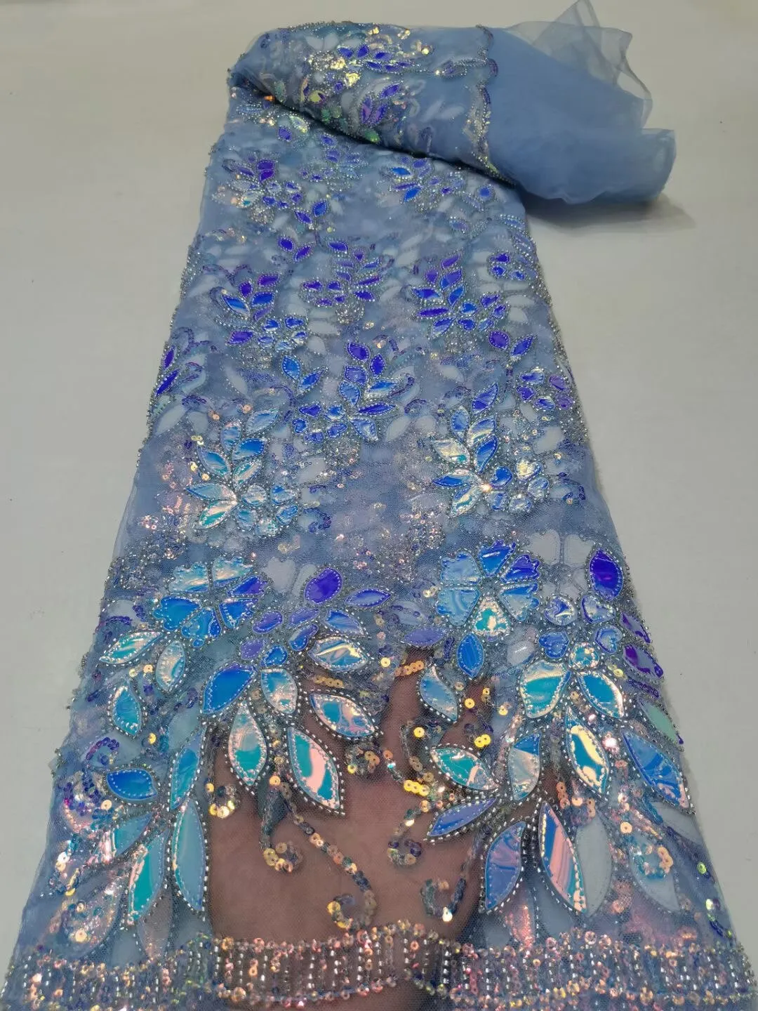 5 YARDS / 26 COLORS / Thomas Sequin Beaded Embroidery Glitter Mesh Sparkly Lace Wedding Party Dress Fabric