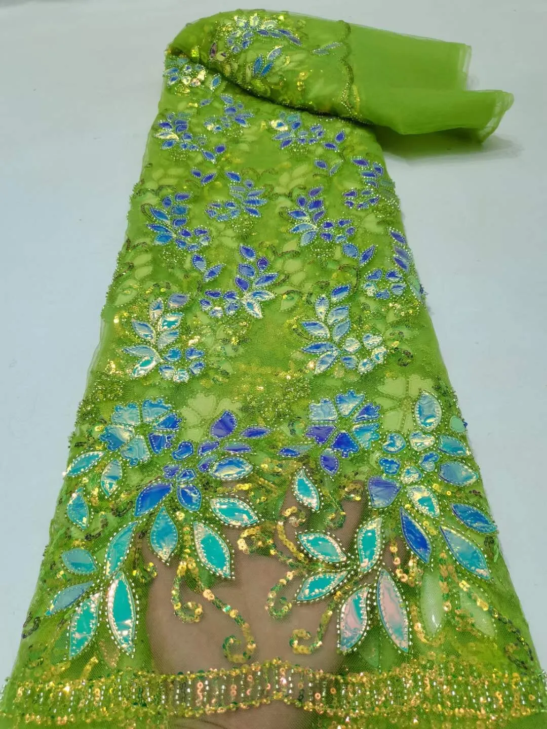 5 YARDS / 26 COLORS / Thomas Sequin Beaded Embroidery Glitter Mesh Sparkly Lace Wedding Party Dress Fabric
