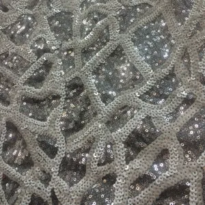5 YARDS / Eléanor Layered Geometric Beaded Embroidery Glitter Mesh Lace  Party Prom Bridal Dress Fabric