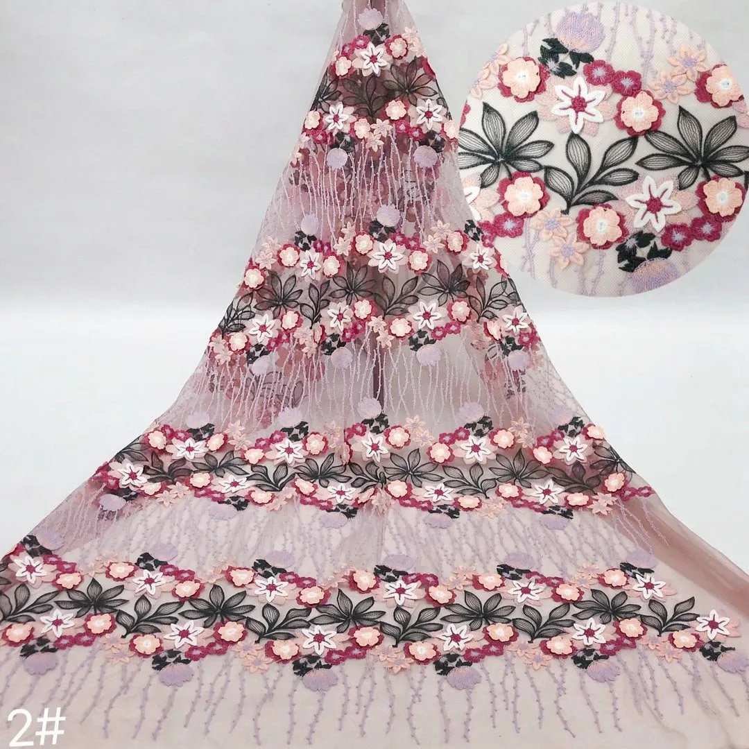 5 YARDS / Lili-Rose Cute Floral Crochet Embroidery Mesh Ground Lace / Party Prom Bridal Dress Fabric