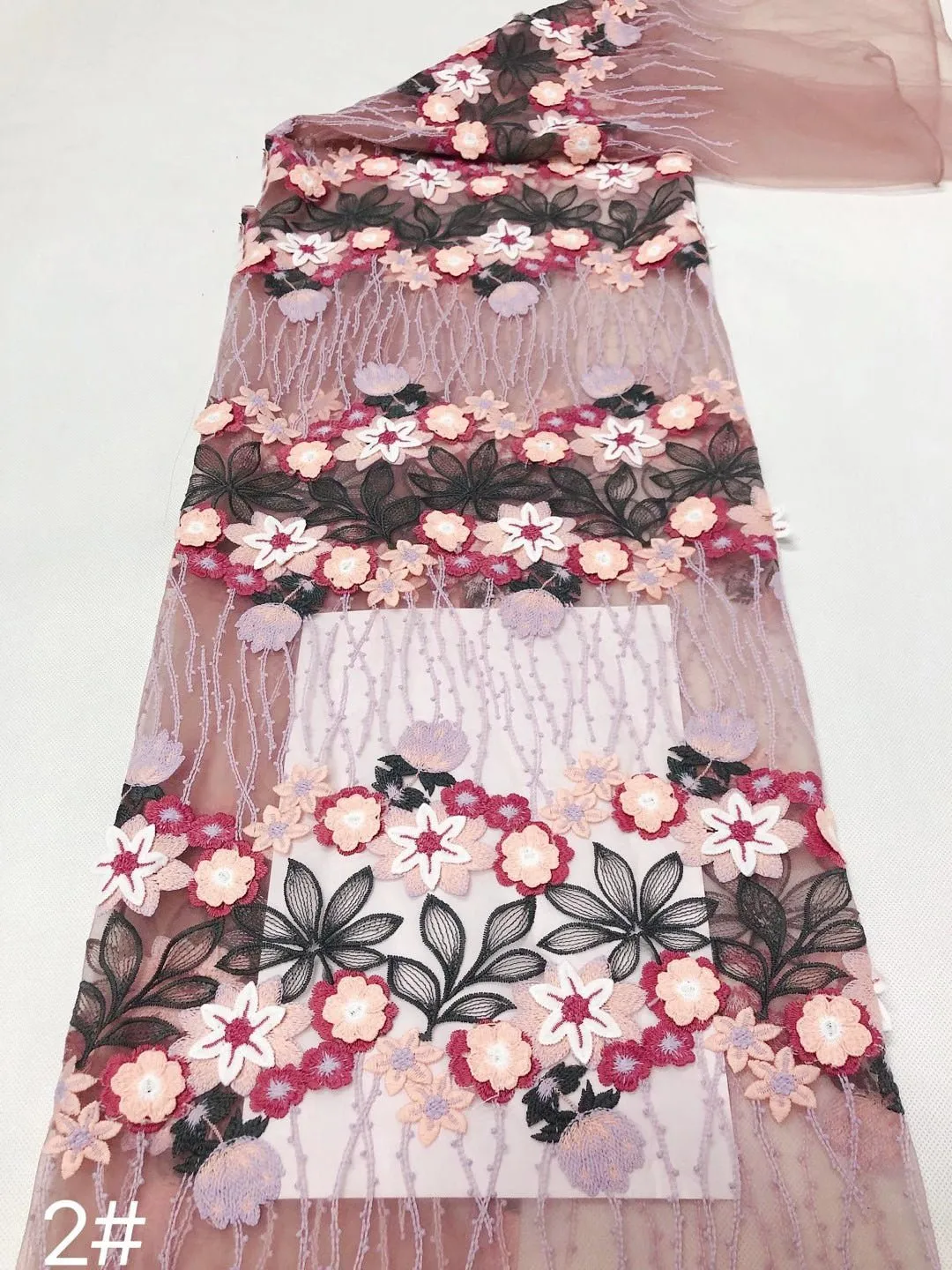 5 YARDS / Lili-Rose Cute Floral Crochet Embroidery Mesh Ground Lace / Party Prom Bridal Dress Fabric