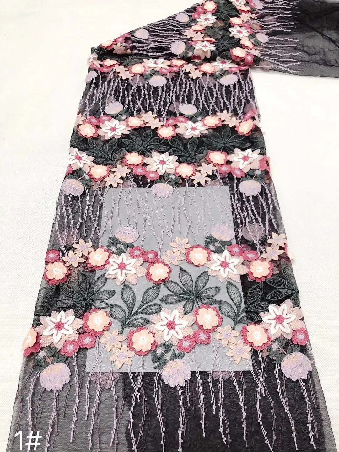 5 YARDS / Lili-Rose Cute Floral Crochet Embroidery Mesh Ground Lace / Party Prom Bridal Dress Fabric