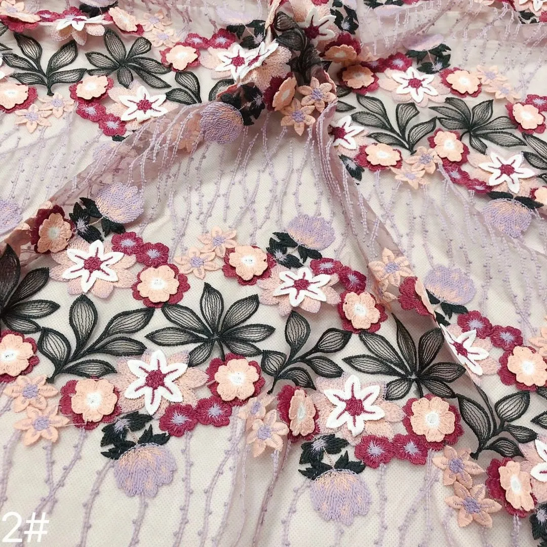 5 YARDS / Lili-Rose Cute Floral Crochet Embroidery Mesh Ground Lace / Party Prom Bridal Dress Fabric