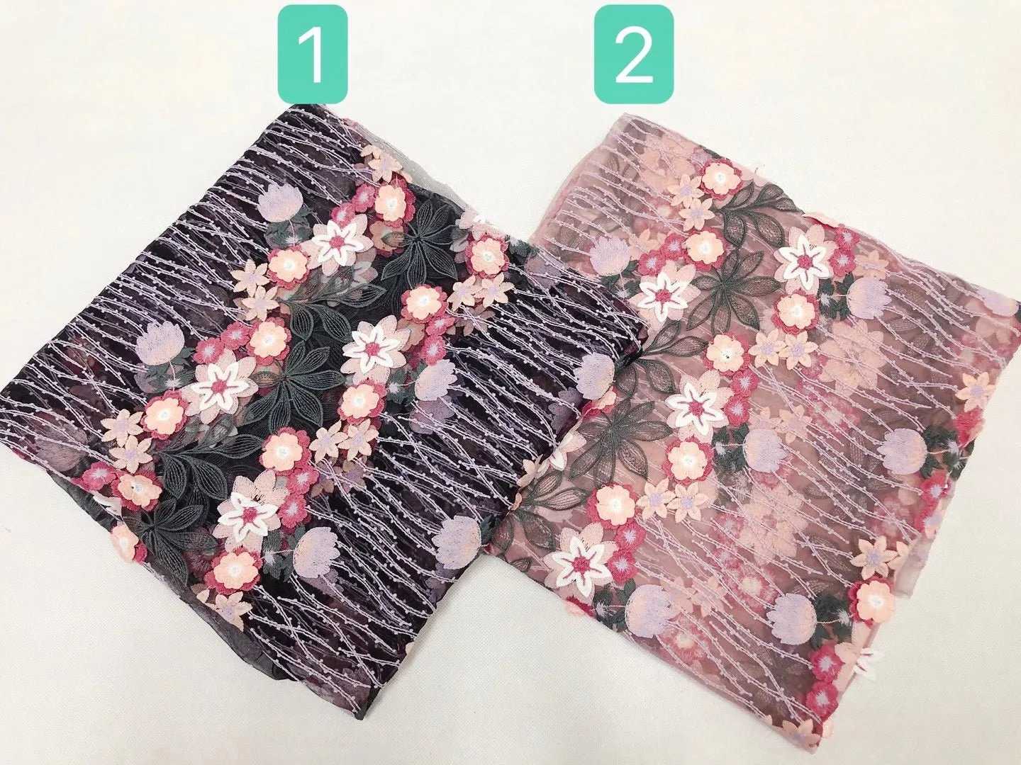 5 YARDS / Lili-Rose Cute Floral Crochet Embroidery Mesh Ground Lace / Party Prom Bridal Dress Fabric