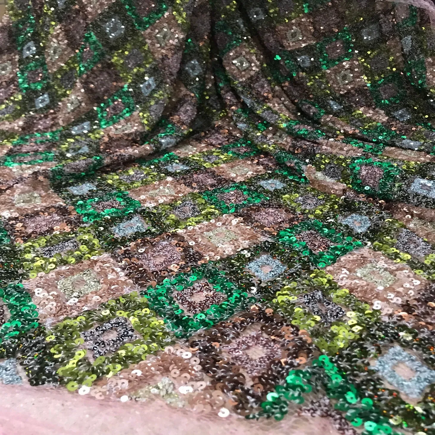 5 YARDS / Noélia Allover Multicolor Beaded Embroidery Glitter Mesh Lace  Party Prom Bridal Dress Fabric