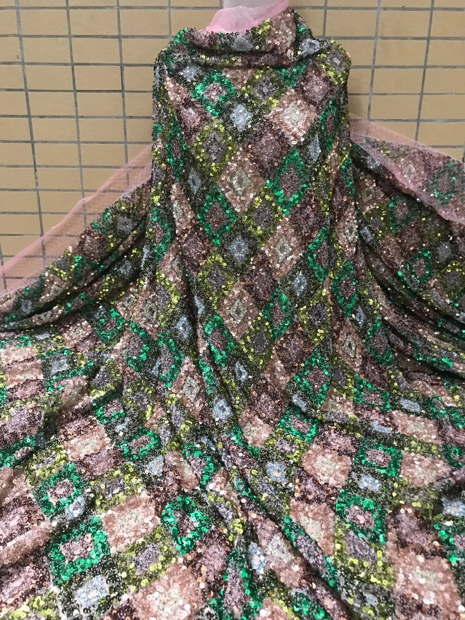 5 YARDS / Noélia Allover Multicolor Beaded Embroidery Glitter Mesh Lace  Party Prom Bridal Dress Fabric