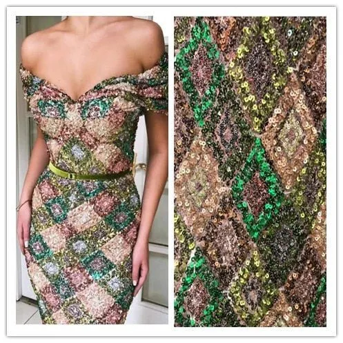 5 YARDS / Noélia Allover Multicolor Beaded Embroidery Glitter Mesh Lace  Party Prom Bridal Dress Fabric