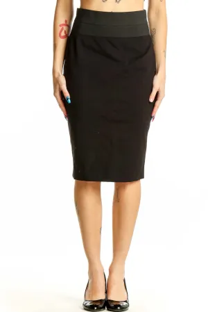 Black Pencil Skirt with Wide Waistband