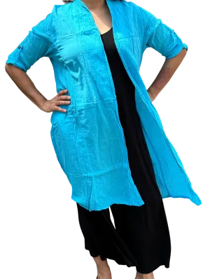 Bright Sky Blue Cotton Voile Cardigan