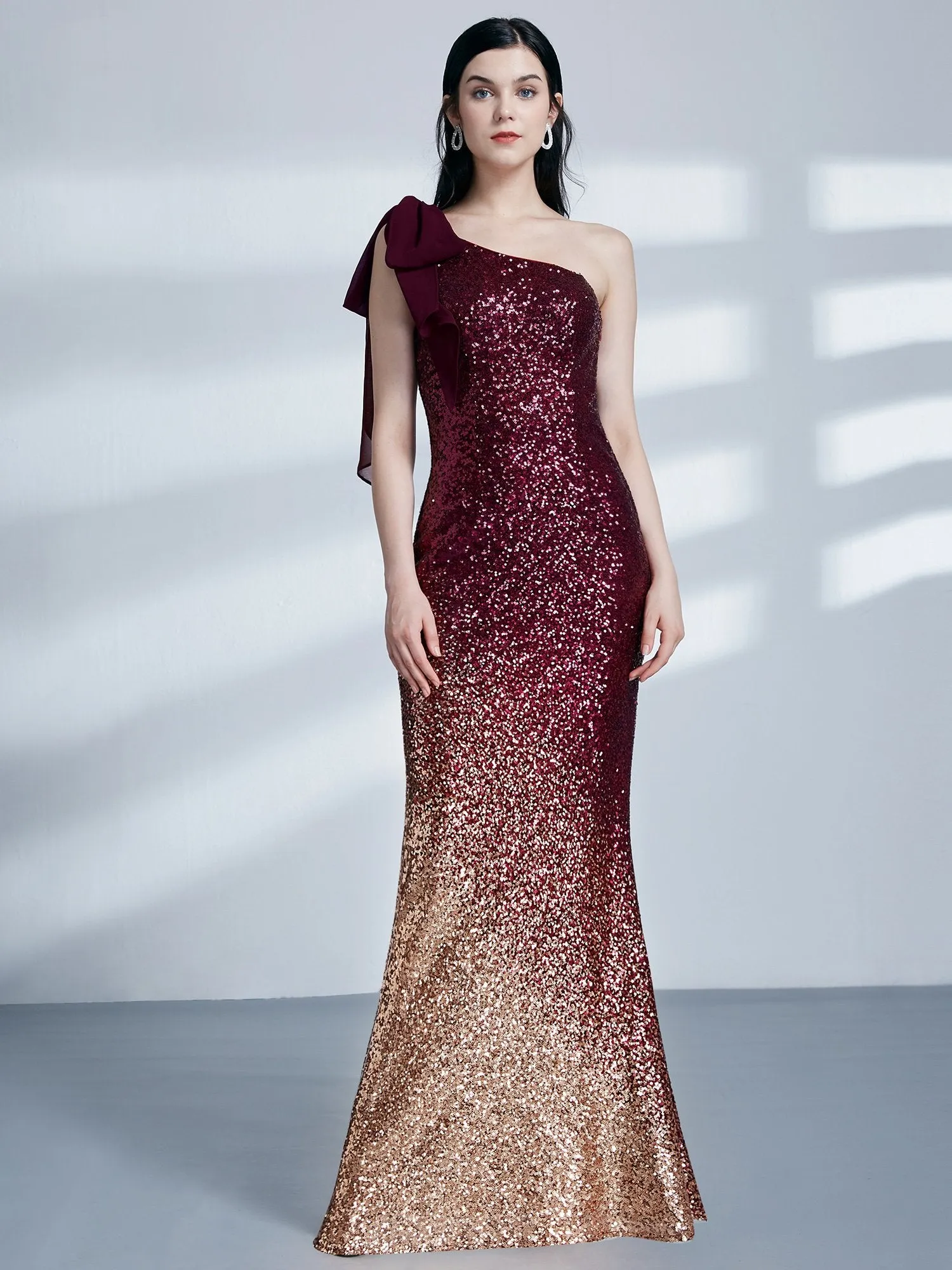 Ever-Pretty Women Fashion Sequins Floor Length Single Shoulder Evening Dresses EP07336