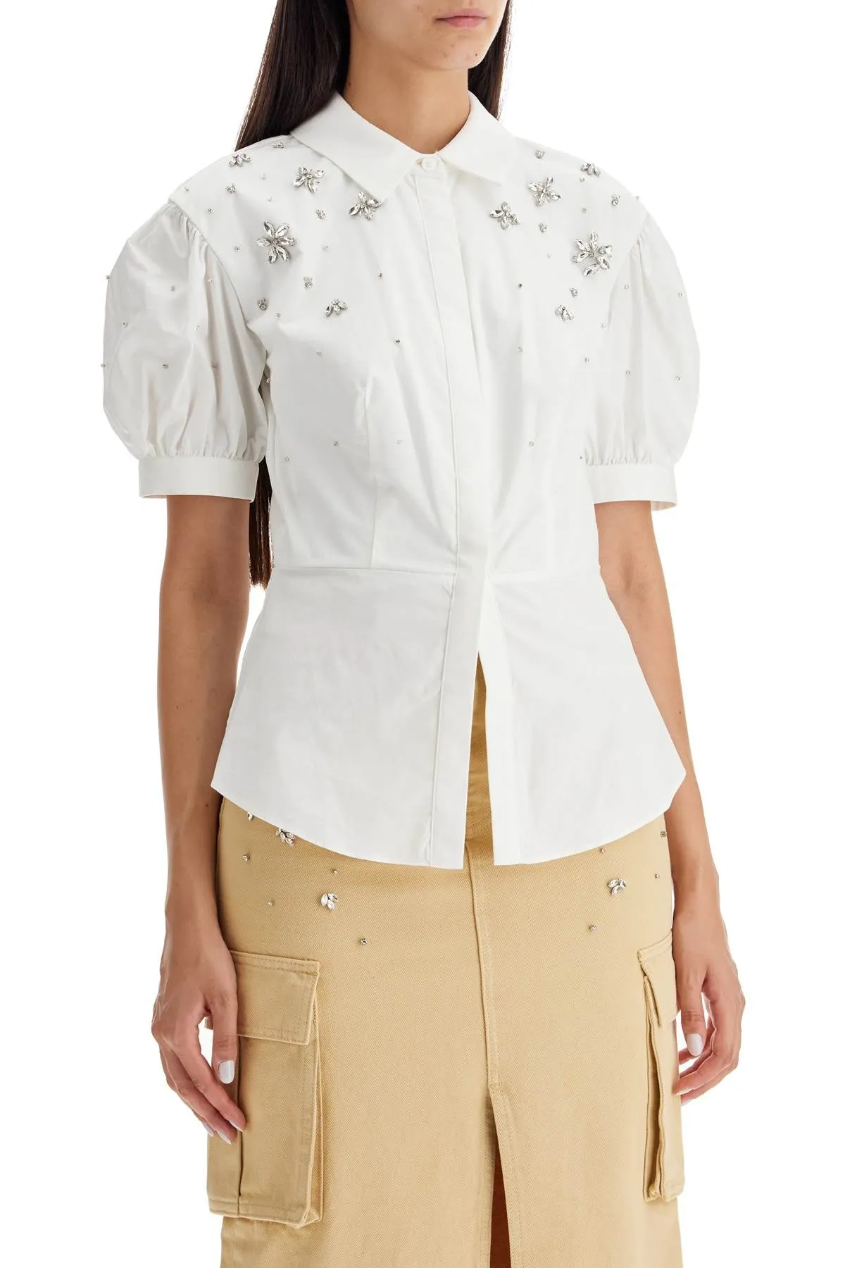 fitted cotton shirt with tailored PF24 036TA W WHITE