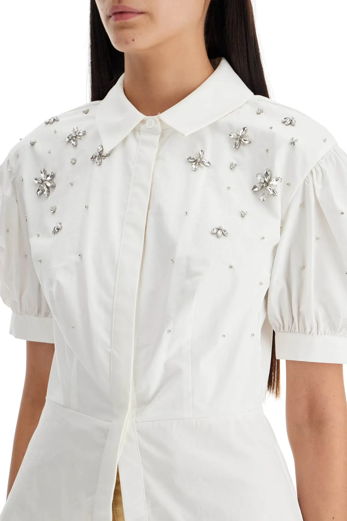 fitted cotton shirt with tailored PF24 036TA W WHITE
