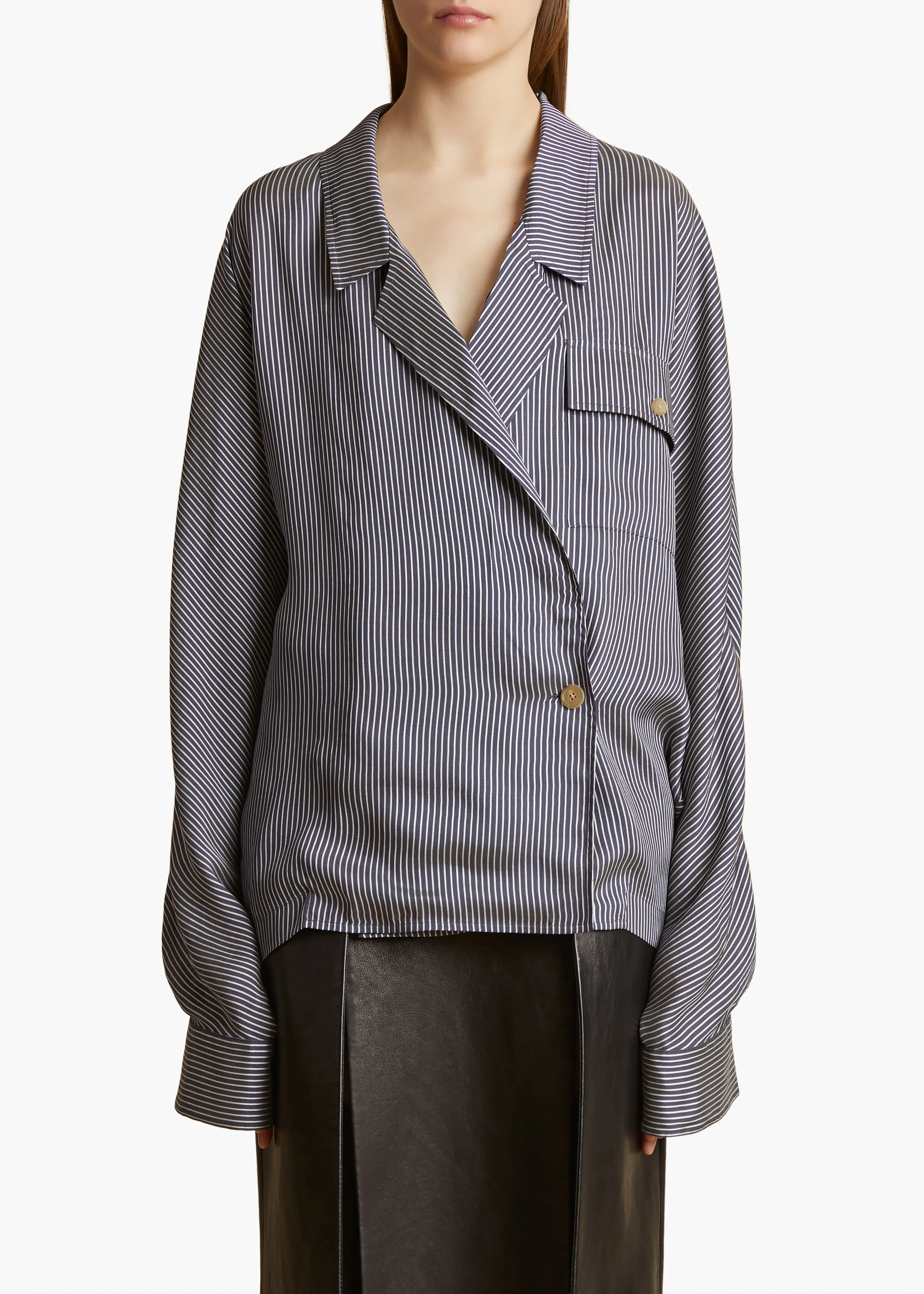 Garth Top in Navy and White Stripe