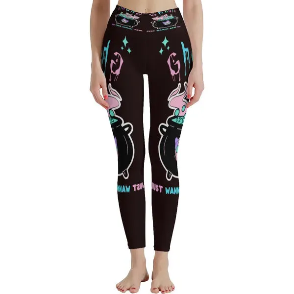 Ghouls Just Wanna Have Fun Halloween Yoga Pants- IN BLACK
