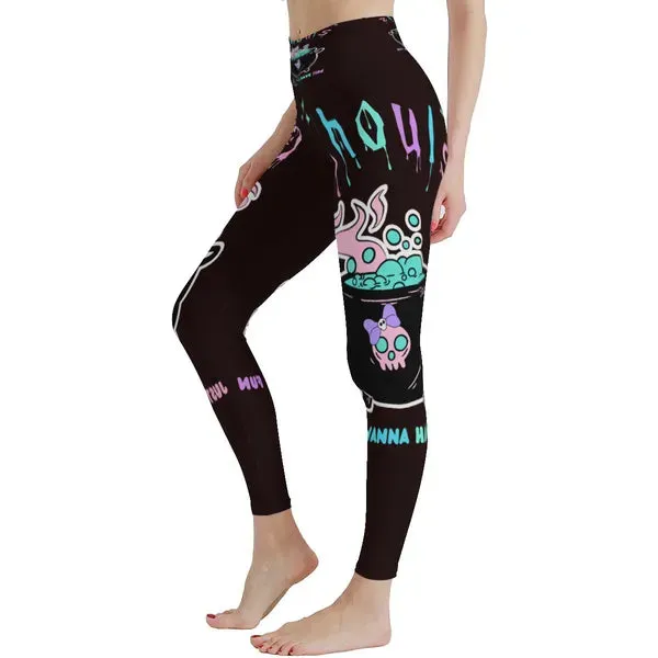 Ghouls Just Wanna Have Fun Halloween Yoga Pants- IN BLACK
