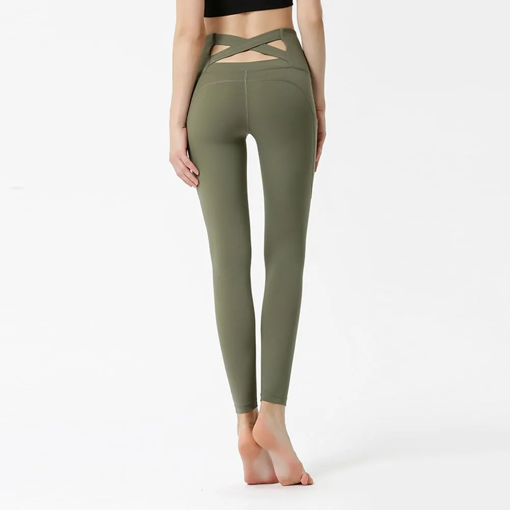 High Waist-Cross Side Pockets Yoga Pants