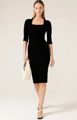 IRIS DRESS 3/4 SLEEVE IN BLACK