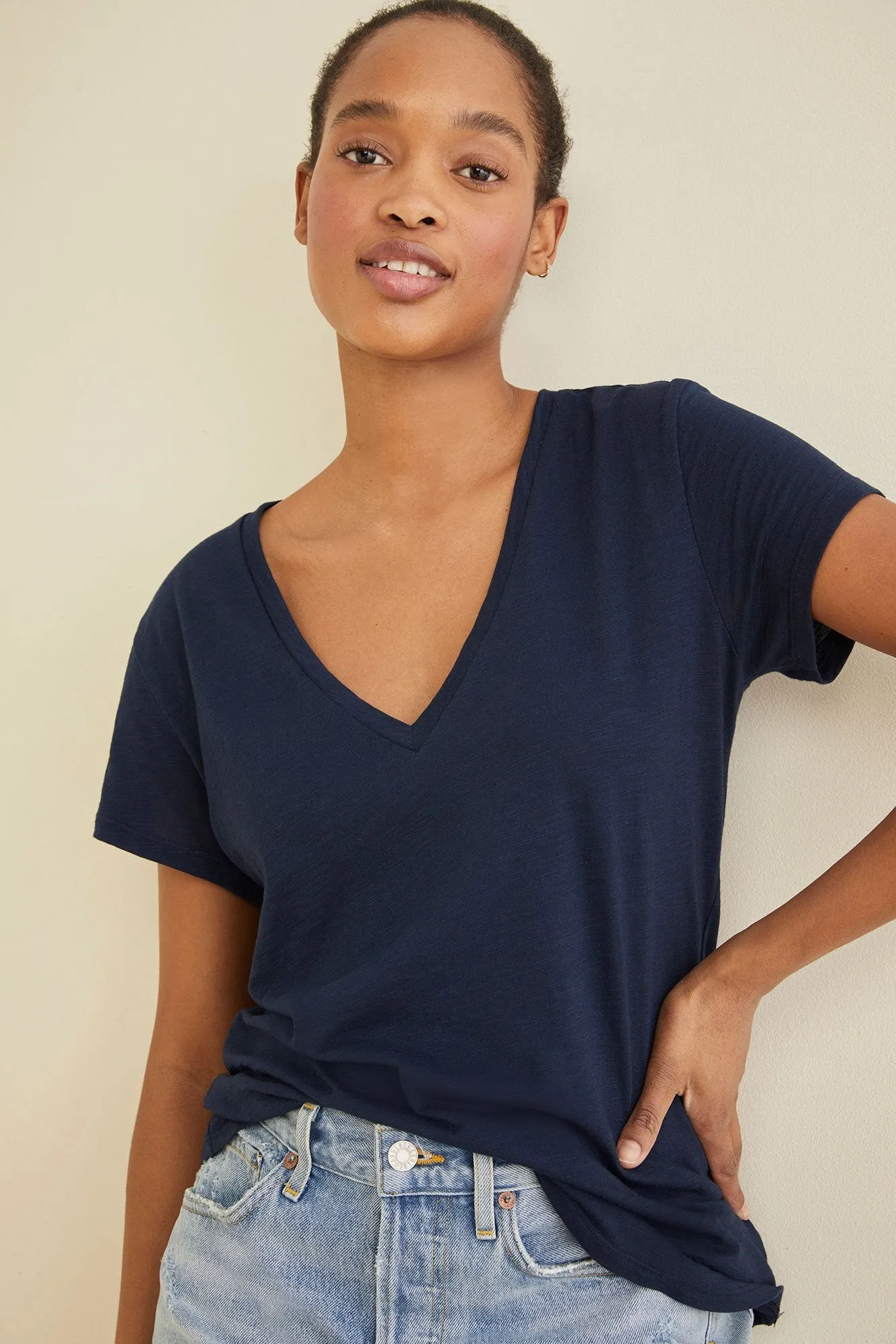 Joline V-Neck Slub Tee