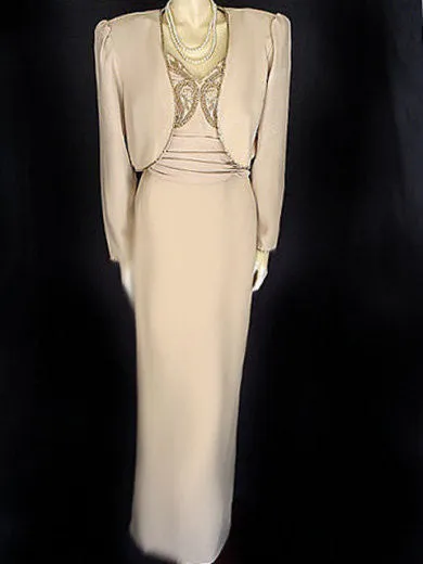 *MACIS SWEETHEART STRAPLESS BEADED EVENING GOWN WITH BOLERO JACKET - LARGE - NEW WITH TAG $375