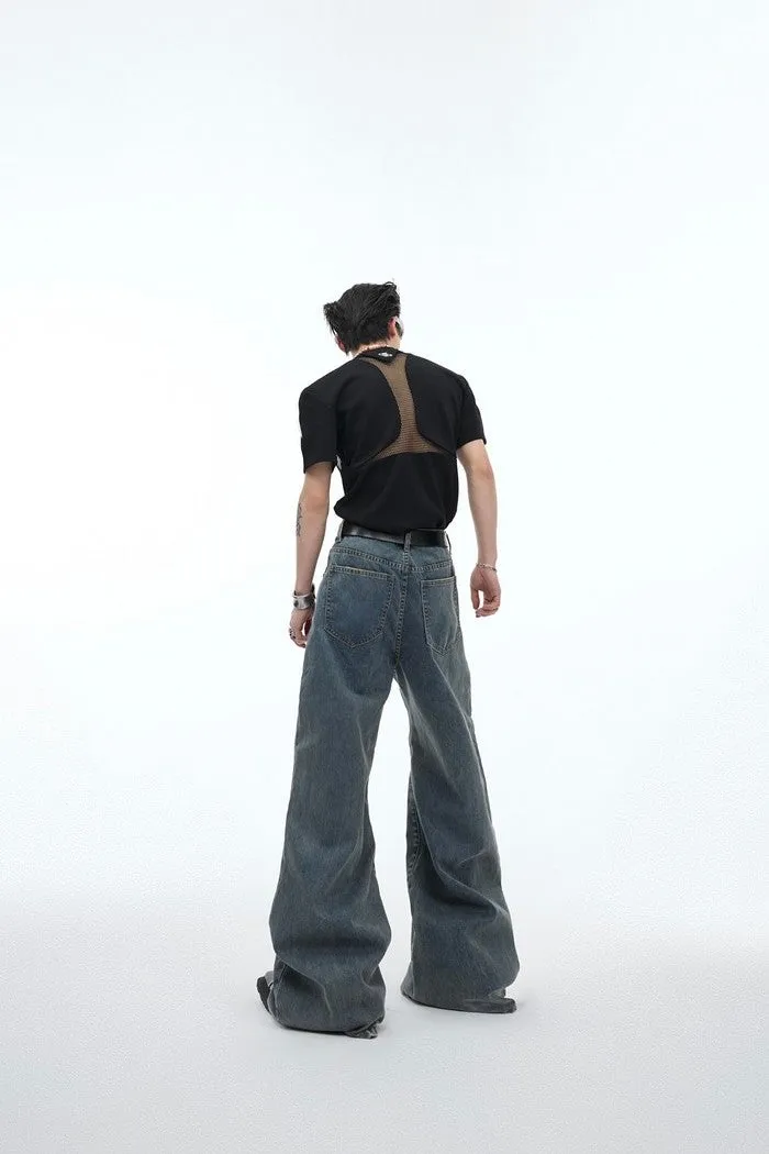 Mesh Stitched Relaxed Fit Jeans