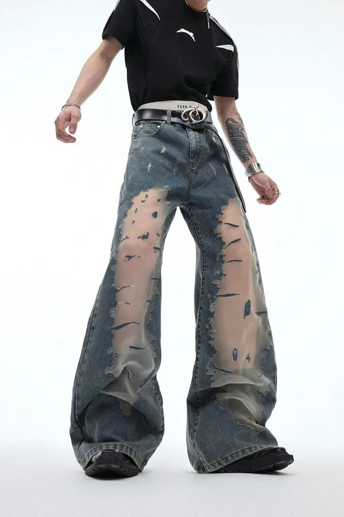 Mesh Stitched Relaxed Fit Jeans