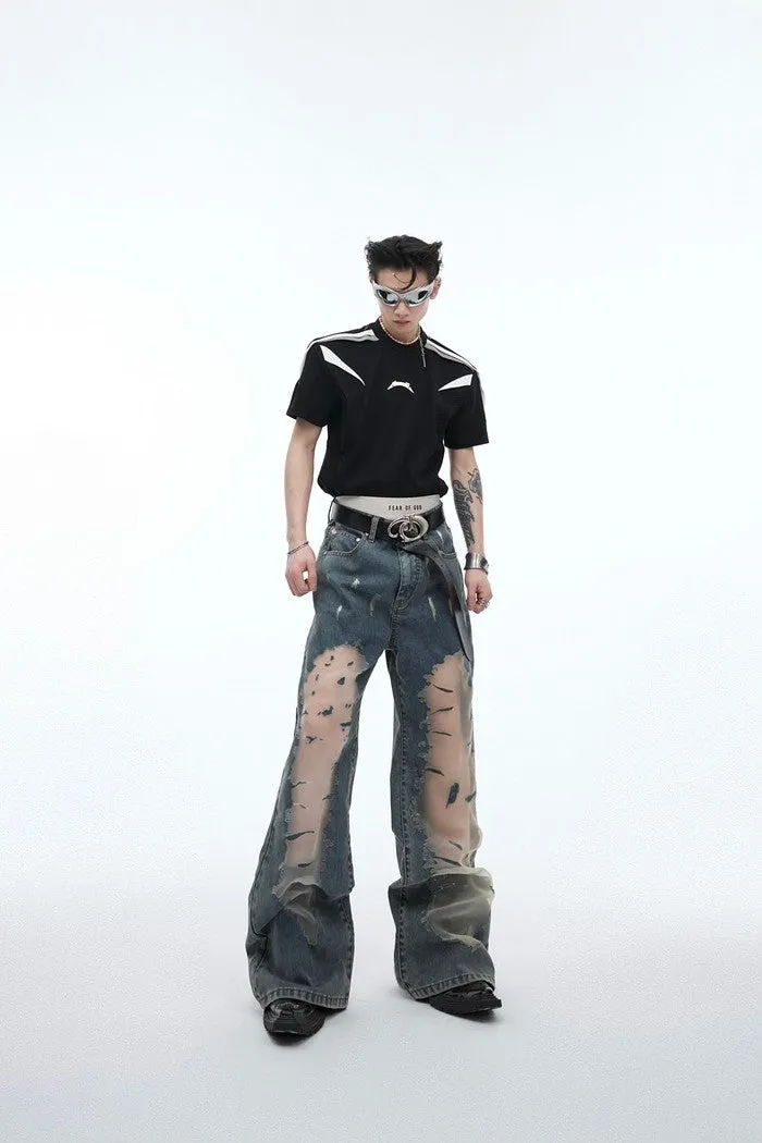 Mesh Stitched Relaxed Fit Jeans