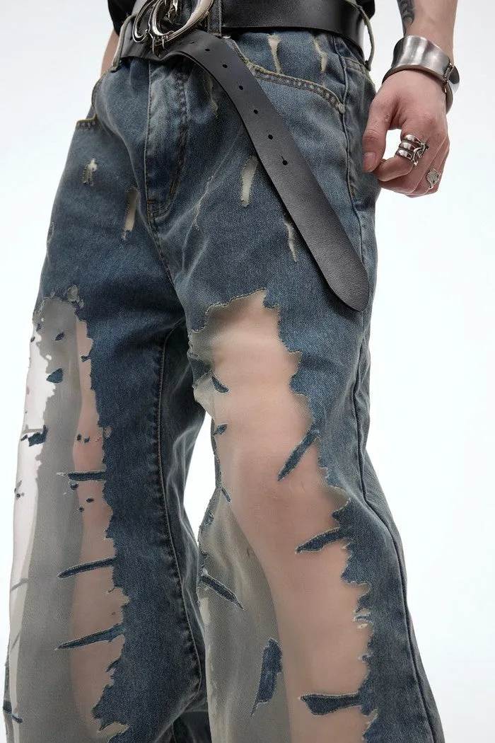 Mesh Stitched Relaxed Fit Jeans
