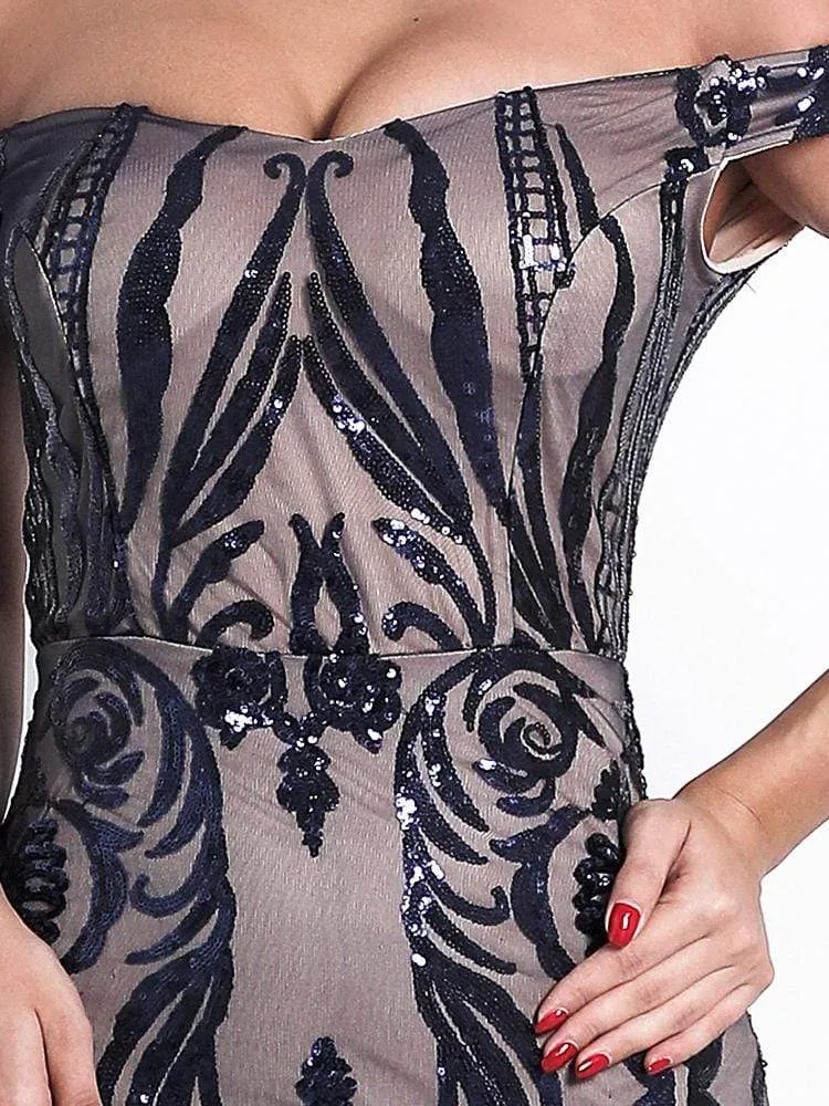 Off Shoulder Sequin Retro Gown