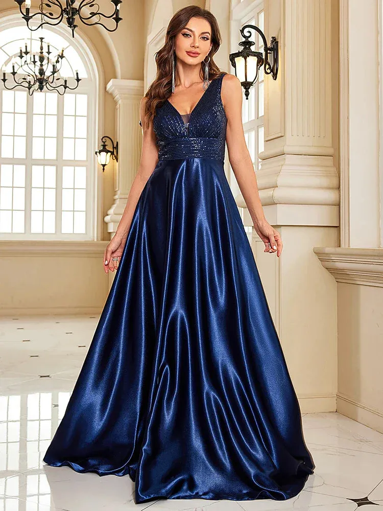 Satin & Sequin Gown for Elegant Evenings