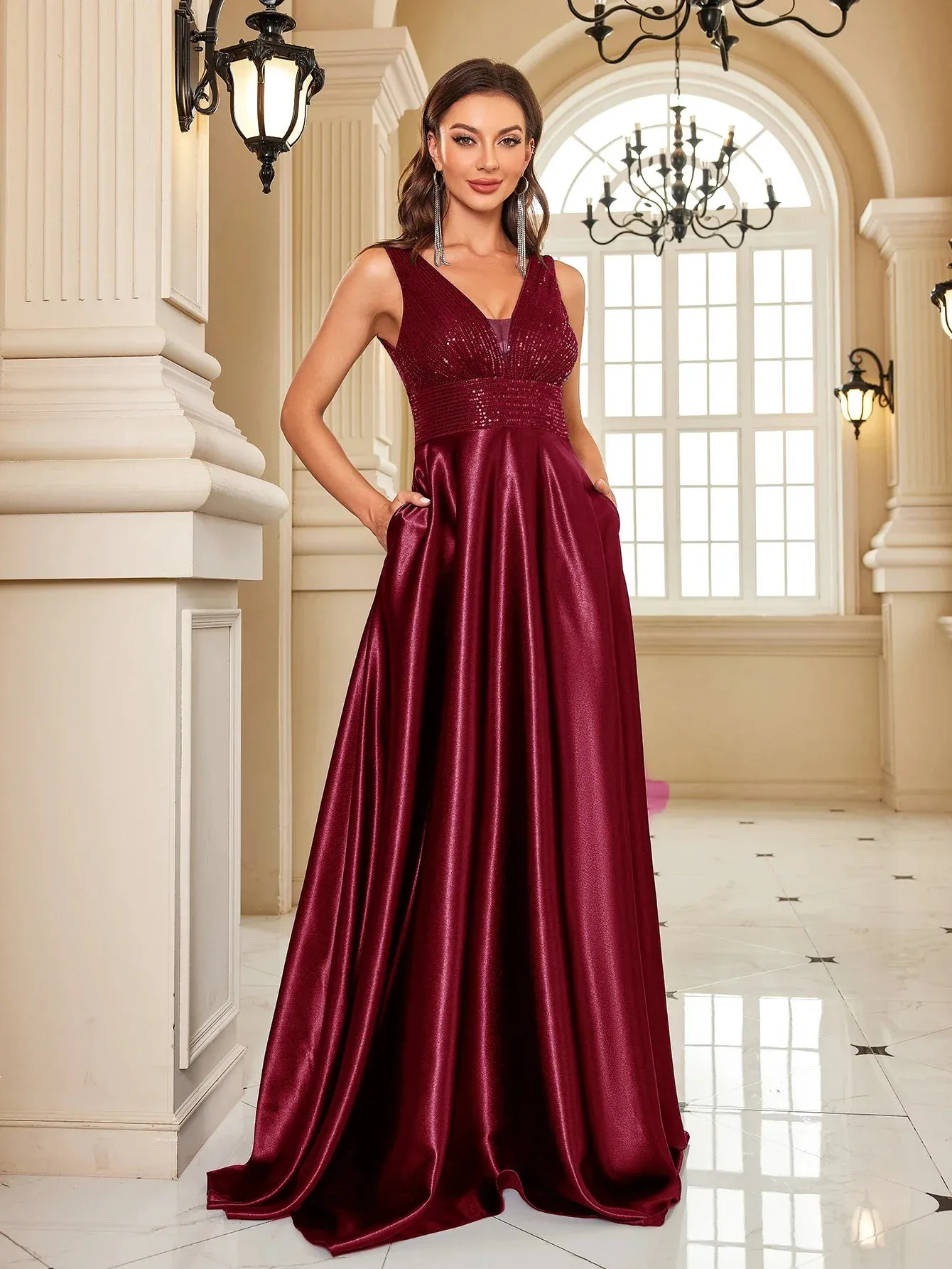 Satin & Sequin Gown for Elegant Evenings