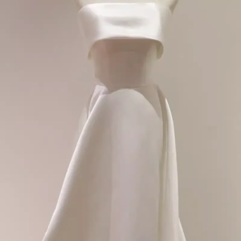 Simple A Line Strapless Satin Ivory Wedding Dresses SD0075