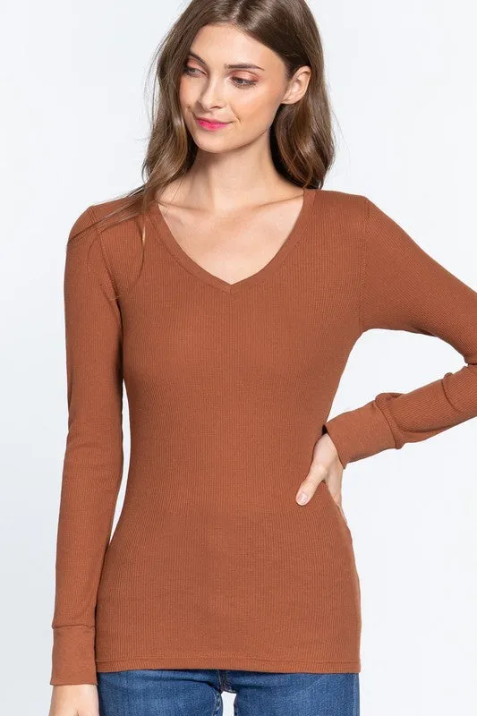Solid Color Long Sleeve Knit Top - 8 Colors