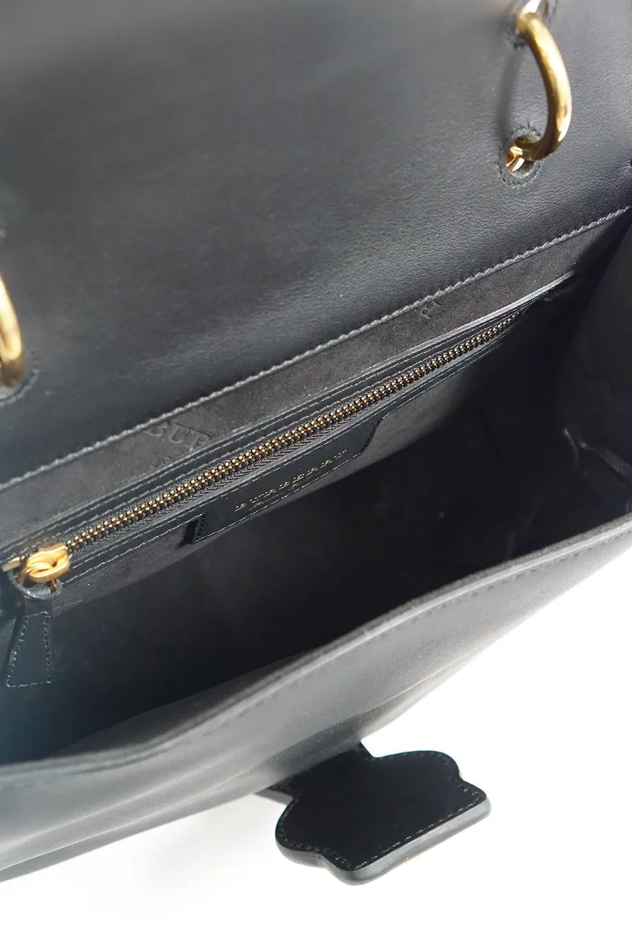 Trendy Inspired Burberry Black Medium Trench Leather Dk88 Top Handle Bag With Detachable Shoulder Strap