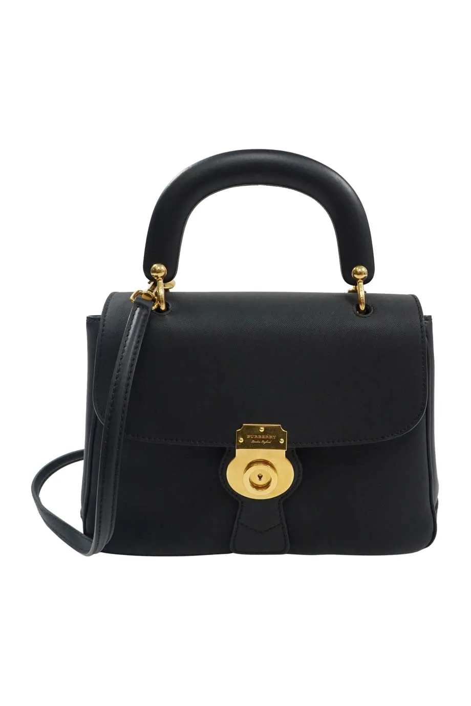 Trendy Inspired Burberry Black Medium Trench Leather Dk88 Top Handle Bag With Detachable Shoulder Strap